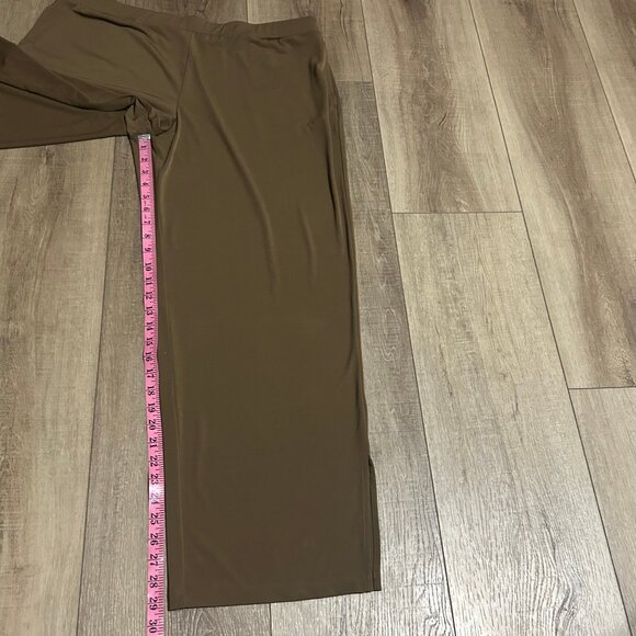 SUSAN GRAVER Every Day Liquid Knit Wide-Leg Pants Size XL Brown Side Slit ~ EUC - Picture 7 of 13